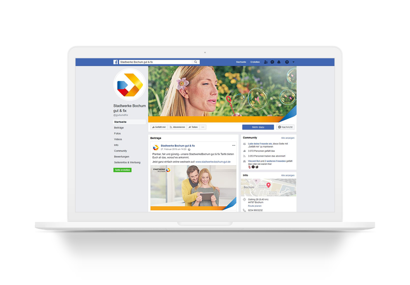 Redtree – Social Media Management – Facebook Darstellung Social Media Management facebook