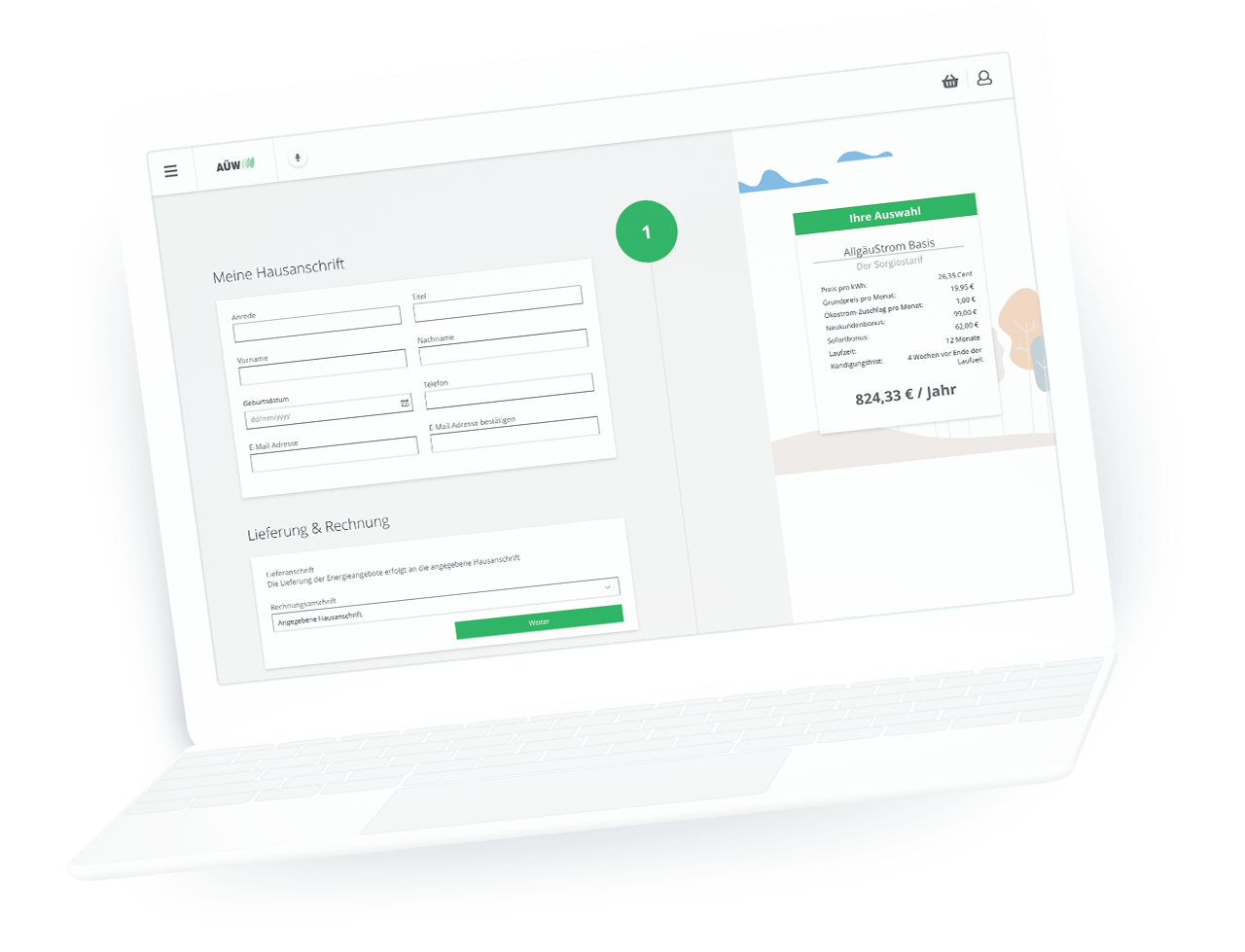io.webshop – Schritt 2 – Laptop webshop grafik