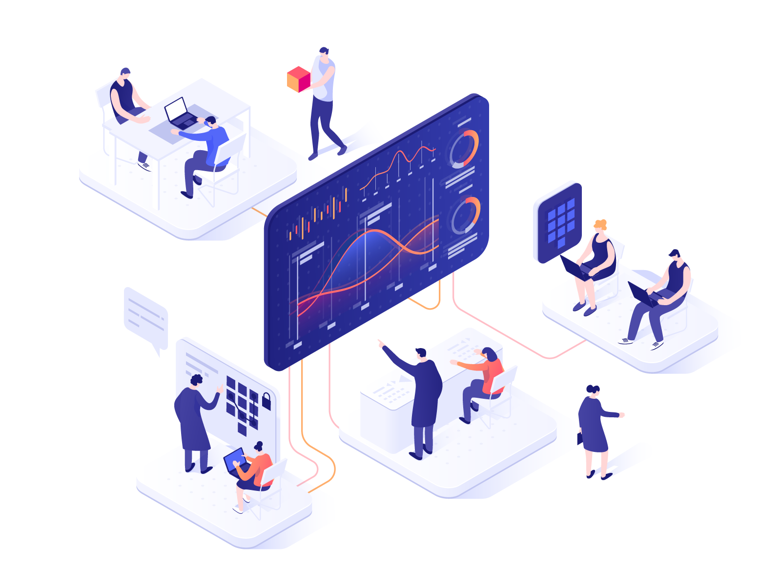 redtree-partnermanagement-illustration ilustration von workflow